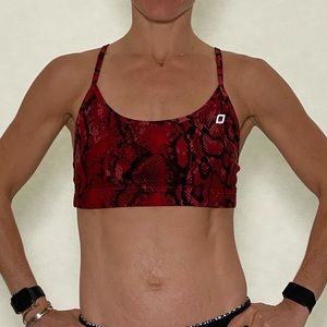 Lorna Jane Red Snakeskin Sports Bra, size Small